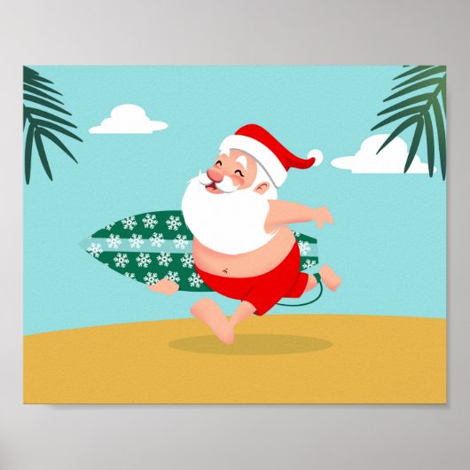 Santa at beach cartoon poster (Vorne)