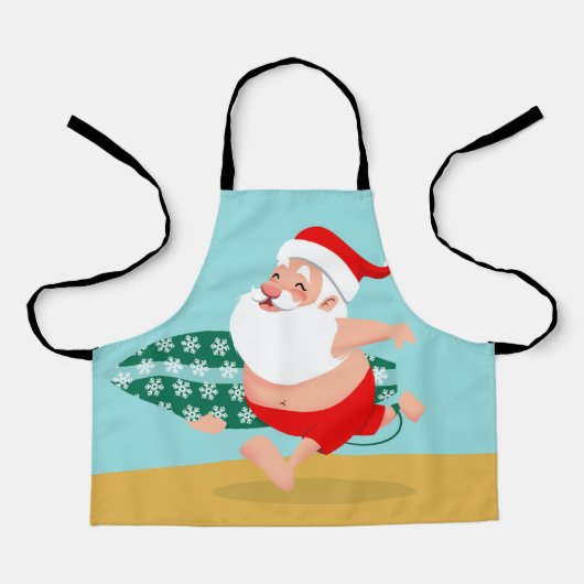 Santa at beach cartoon schürze (Vorderseite)