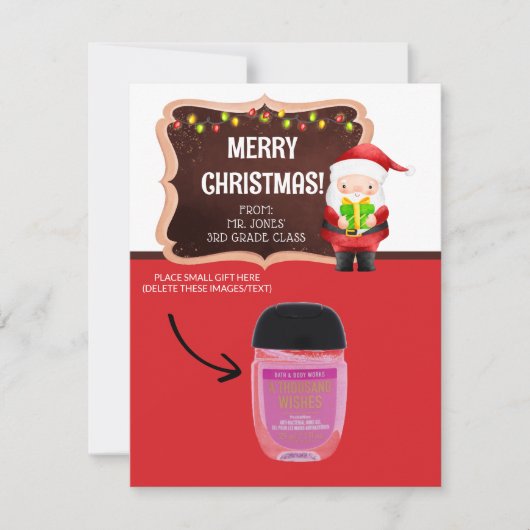 Santa at Chalkboard, Personalisierte Giftkarten Einladung (Vorderseite)