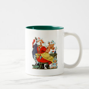 Santa at Work Zweifarbige Tasse