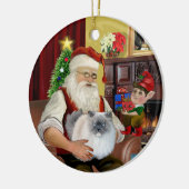 Santa at Zuhause - Himalaya-Katze (#5 - blaues Sah Keramikornament (Links)
