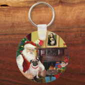 Santa at Zuhause - Mops #5 Schlüsselanhänger (Vorderseite)