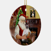 Santa at Zuhause - Schokolade Point Siamese Keramikornament (Rechts)