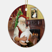 Santa at Zuhause - Türkischer Van Cat Keramikornament (Links)