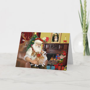 Santa at Zuhause - Welsh Corgis (zwei) Feiertagskarte