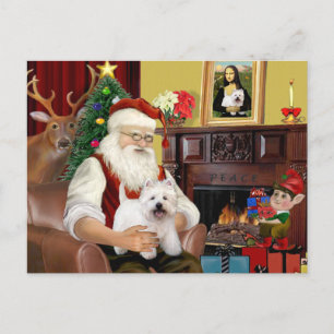 Santa at Zuhause - West Highland Terrier 5 Feiertagspostkarte