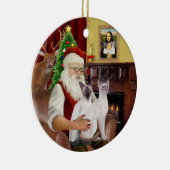 Santa at Zuhause - Zwei siamesische Katzen Keramikornament (Rechts)