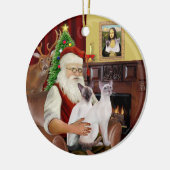 Santa at Zuhause - Zwei siamesische Katzen Keramikornament (Links)