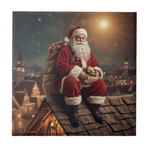 Santa auf dem Dach Fliese