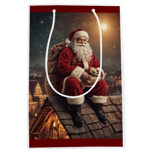 Santa auf dem Dach Mittlere Geschenktüte (Vorderseite)
