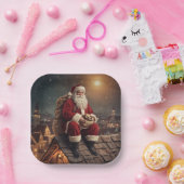 Santa auf dem Dach Pappteller (Party)
