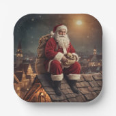 Santa auf dem Dach Pappteller (Vorderseite)