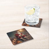 Santa auf dem Dach Rechteckiger Pappuntersetzer (Vor Ort)