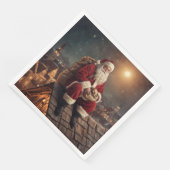 Santa auf dem Dach Serviette (Ecke)