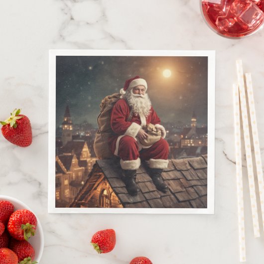 Santa auf dem Dach Serviette (Beispiel)