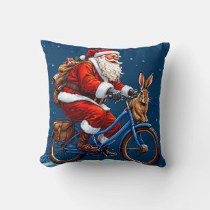 Santa auf dem Fahrrad Kissen