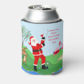 Santa auf dem Golfplatz mit Cocktail Funny Xmas Dosenkühler (Kanne Rückseite)