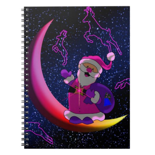 Santa auf dem Mond Notizblock (Vorderseite)