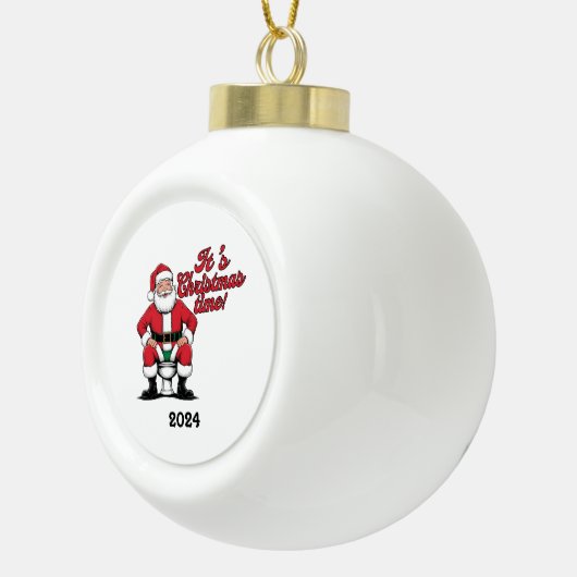 Santa auf der Toilette Weihnachten Weihnachten Keramik Kugel-Ornament (Rechts)