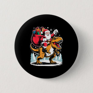 Santa auf Dinosaurier T Rex Weihnachten Jungen Xma Button