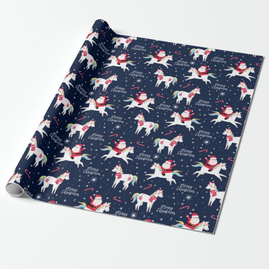 Santa auf einem Einhorn Geschenkpapier (Ungerollt)