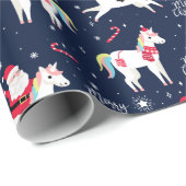 Santa auf einem Einhorn Geschenkpapier (Rolleneckpunkt)