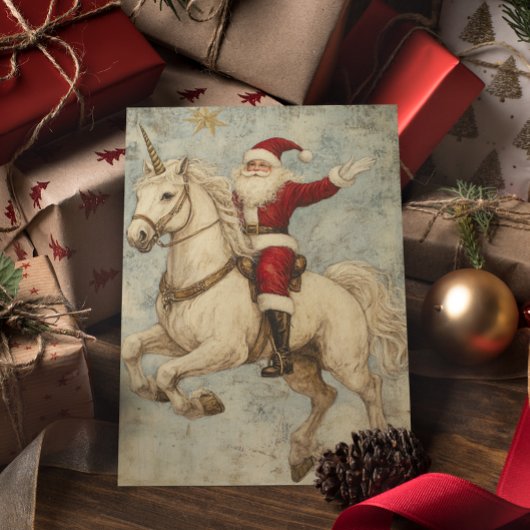 Santa auf einem Einhorn Weihnachten Weihnachtsfeie Karte