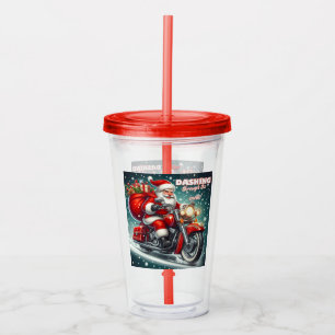 Santa auf einem Motorrad Acryltrinkbecher