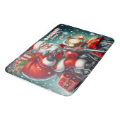 Santa auf einem Motorrad Badematte (Schrägansicht)