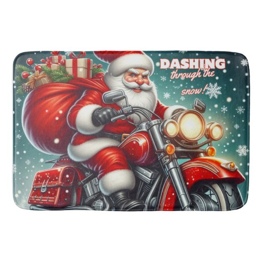 Santa auf einem Motorrad Badematte (Vorderseite)
