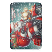 Santa auf einem Motorrad Badematte (Vorderseite Vertikal)