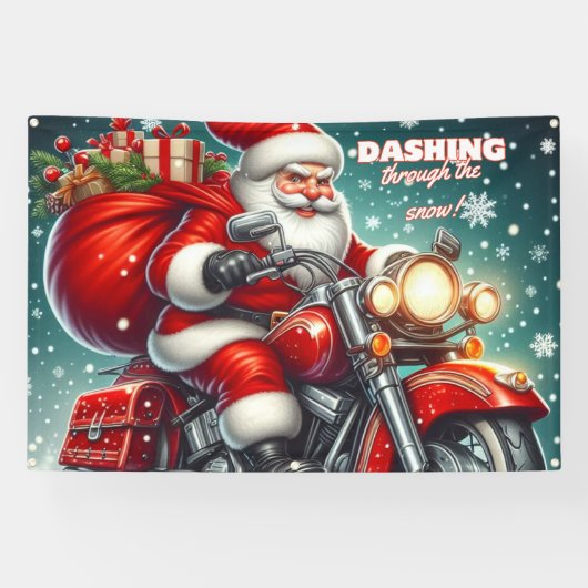Santa auf einem Motorrad Banner (Horizontal)