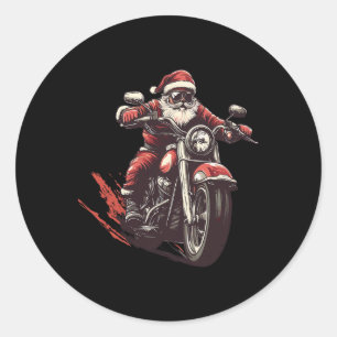 Santa auf einem Motorrad Biker Motorradliebhaber X Runder Aufkleber