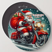 Santa auf einem Motorrad Button (Vorne & Hinten)