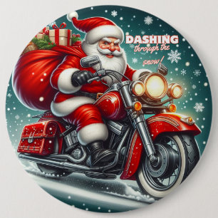 Santa auf einem Motorrad Button