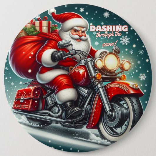 Santa auf einem Motorrad Button (Vorderseite)