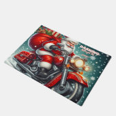 Santa auf einem Motorrad Fußmatte (Schrägansicht)