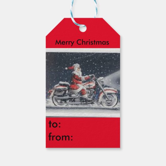 Santa auf einem Motorrad-Geschenkschild Geschenkanhänger (Rückseite)