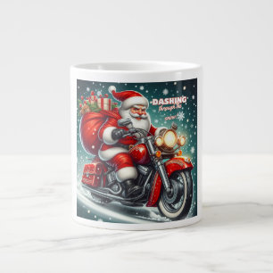 Santa auf einem Motorrad Jumbo-Tasse