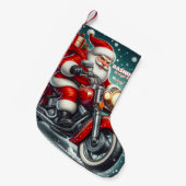 Santa auf einem Motorrad Kleiner Weihnachtsstrumpf (Vorderansicht (hängend))