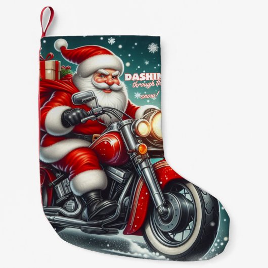 Santa auf einem Motorrad Kleiner Weihnachtsstrumpf (Vorderseite)