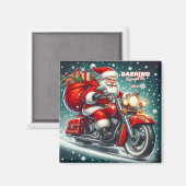 Santa auf einem Motorrad Magnet (Vorderseite/Rückseite)