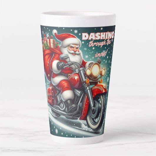 Santa auf einem Motorrad Milchtasse (Vorderseite)