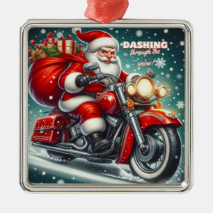 Santa auf einem Motorrad Ornament Aus Metall