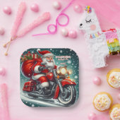 Santa auf einem Motorrad Pappteller (Party)