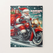 Santa auf einem Motorrad Puzzle (Vertikal)