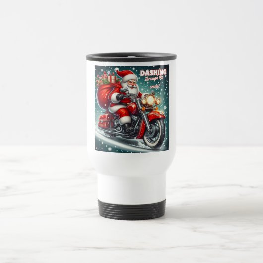 Santa auf einem Motorrad Reisebecher (Mittel)