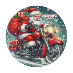 Santa auf einem Motorrad Schneidebrett