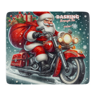 Santa auf einem Motorrad Schneidebrett