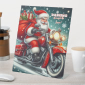 Santa auf einem Motorrad Sockelschild (In Situ)